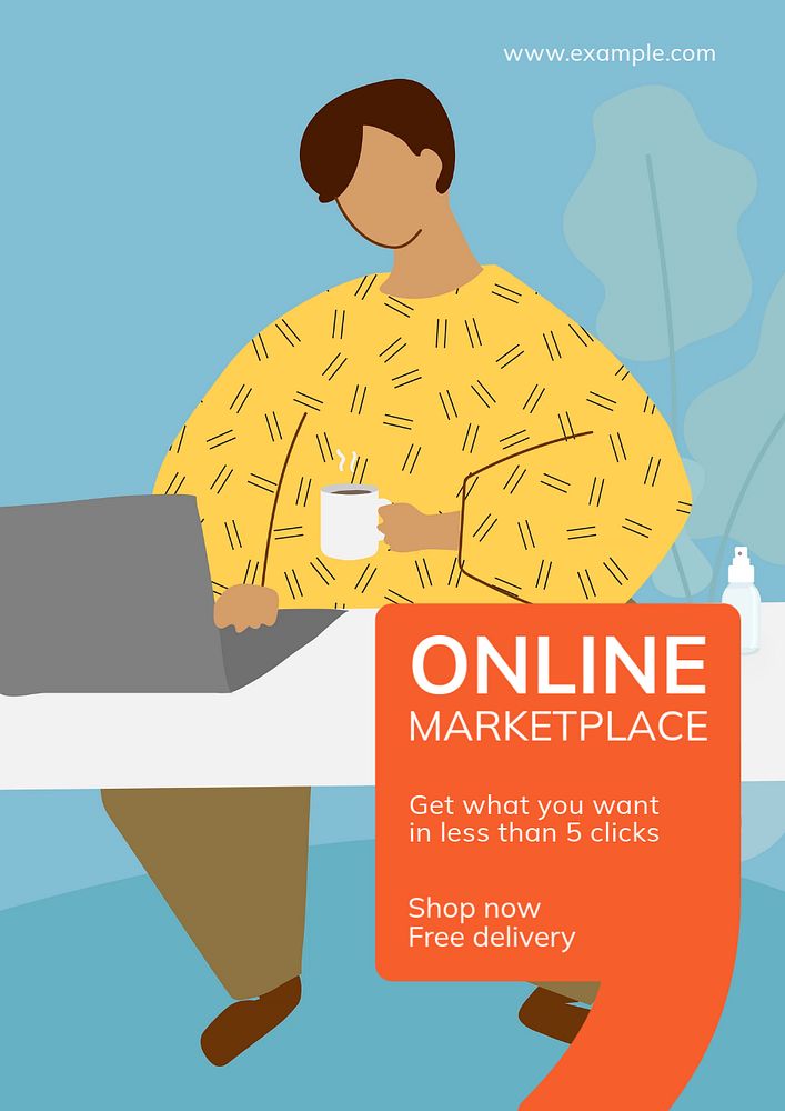 Online marketplace  poster template, editable text and design