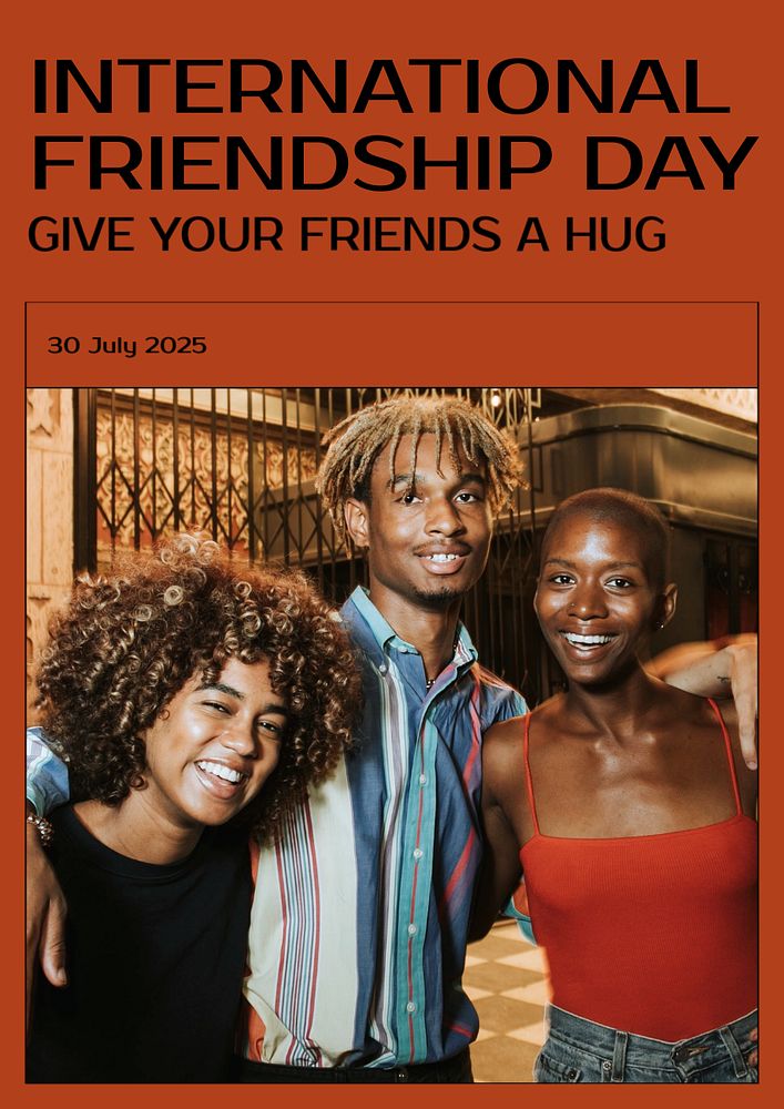 International friendship day  poster template, editable text and design