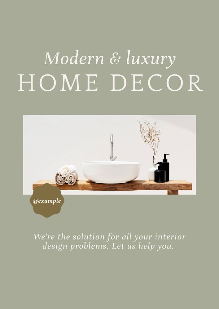 Home decor  poster template, editable text and design