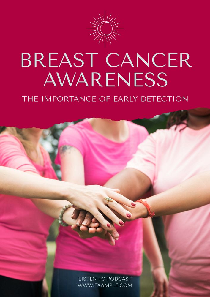 Breast cancer awareness  poster template, editable text and design