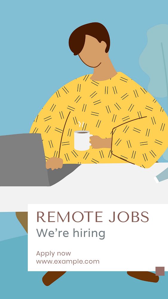 Remote jobs  Instagram story template, editable text