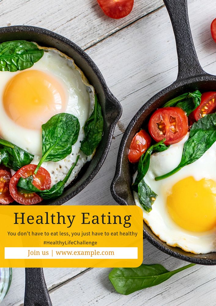 Healthy eating  poster template, editable text and design