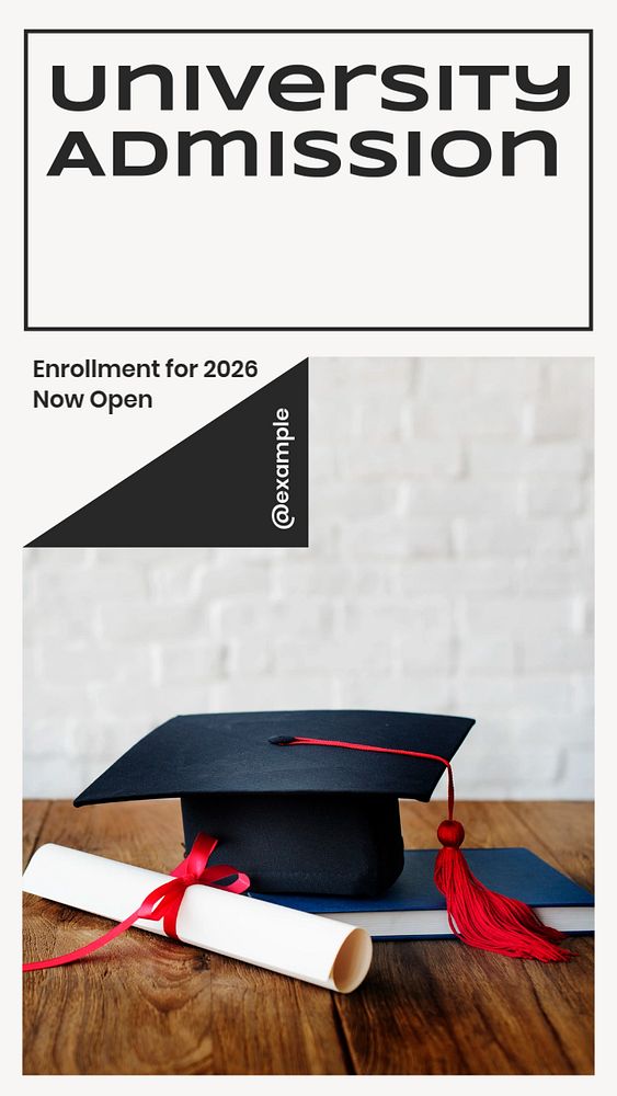 University admission  Instagram story template, editable text