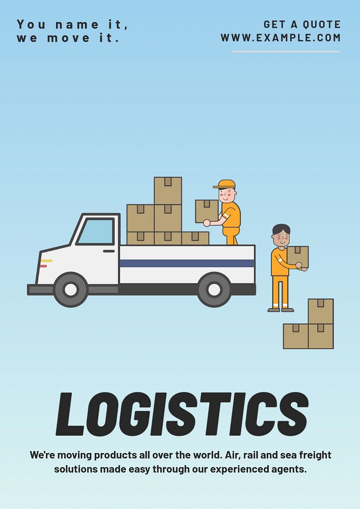 Logistics  poster template, editable text and design