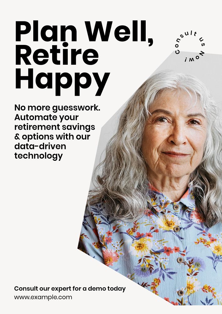 Retirement plan  poster template, editable text and design