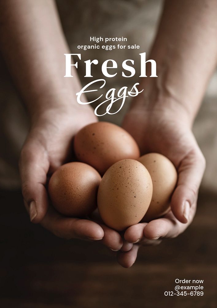 Fresh eggs poster template, editable text and design