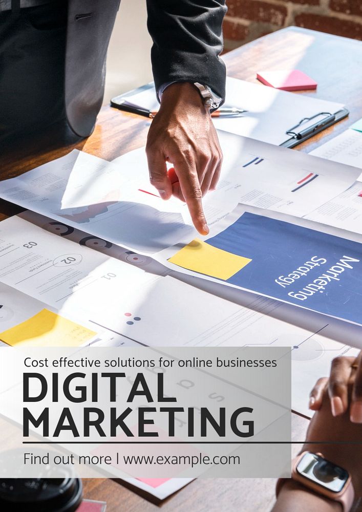 Digital marketing poster template, editable text and design