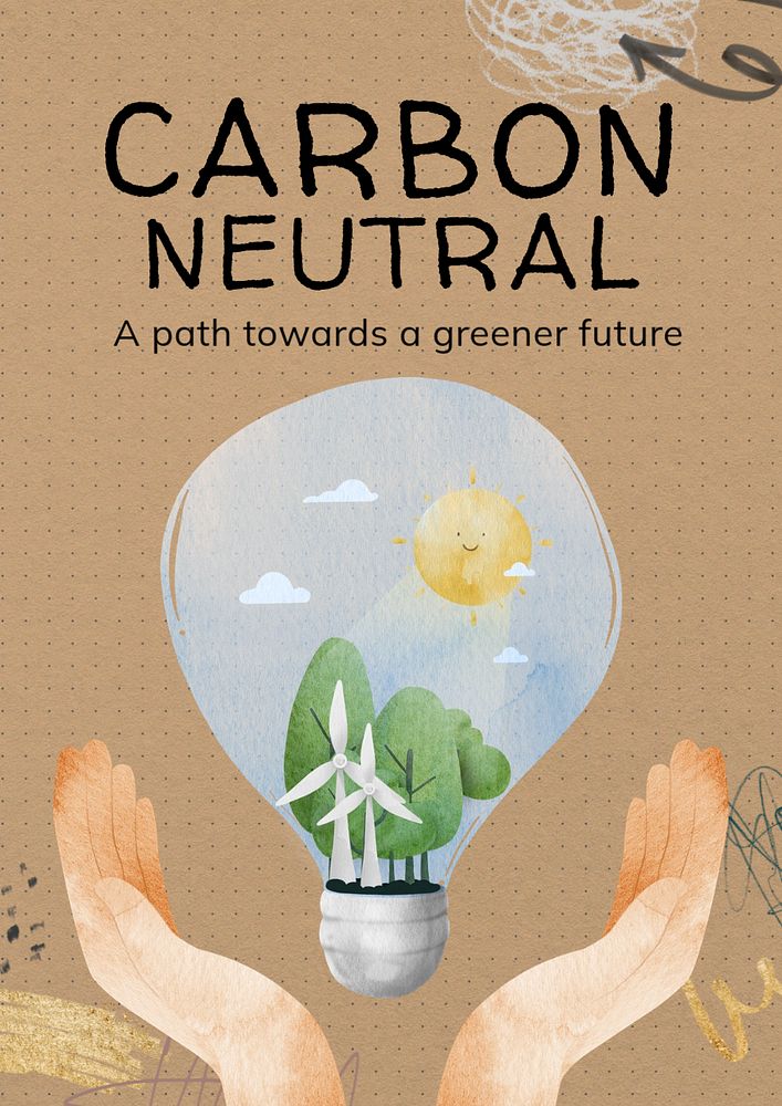 Carbon neutral poster template, editable text and design