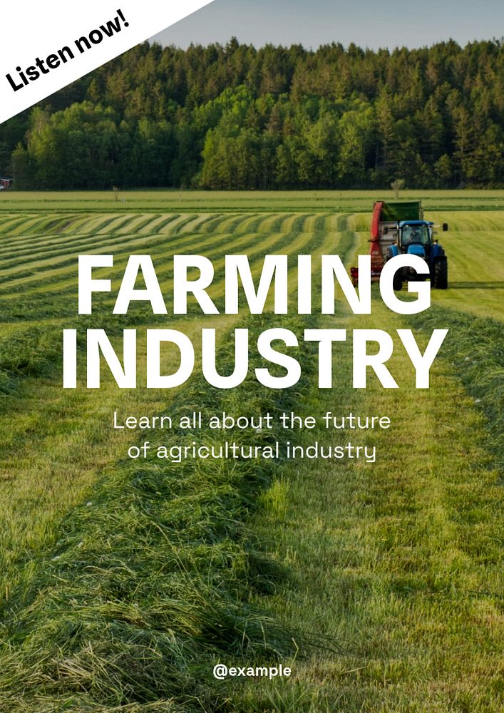 Farming industry  poster template, editable text and design