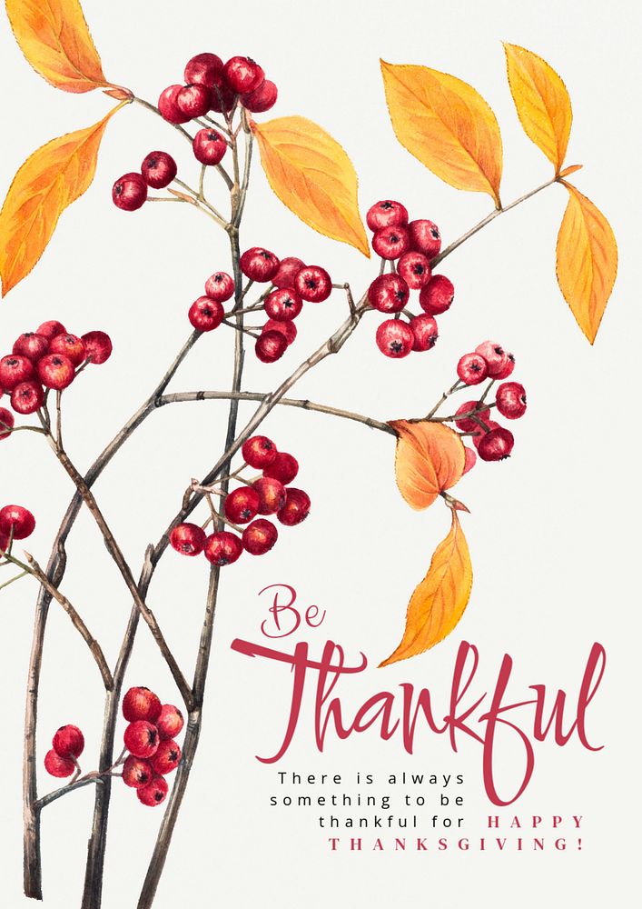 Be thankful, Thanksgiving poster template, editable text and design