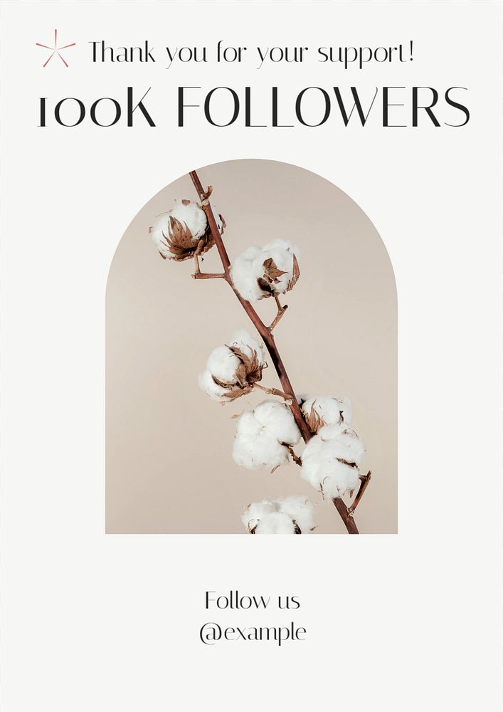 100k followers  poster template, editable text and design