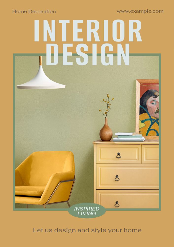 Interior design  poster template, editable text and design