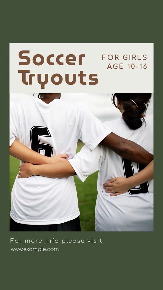 Soccer tryouts  Instagram story template, editable text