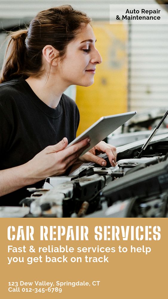 Car repair  Instagram story template, editable text