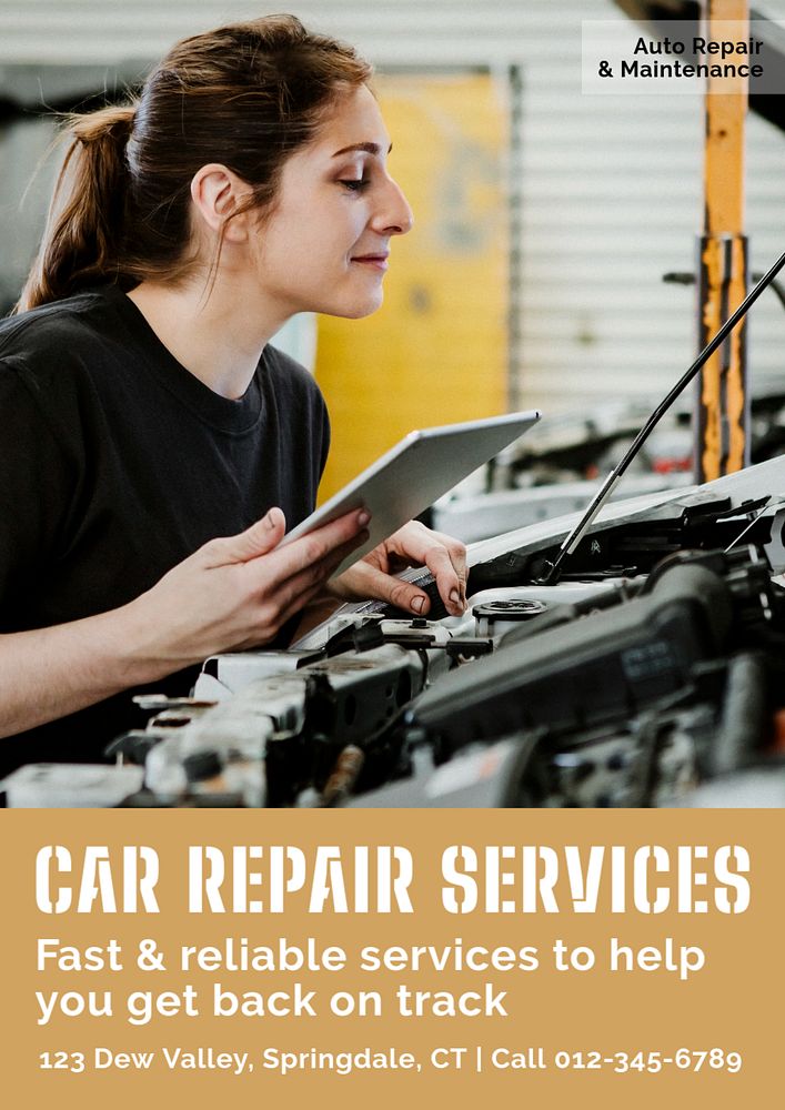 Car repair  poster template, editable text and design