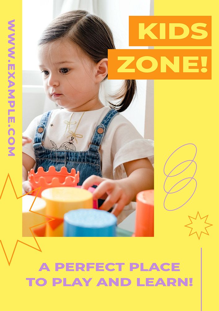 Kids zone  poster template, editable text and design