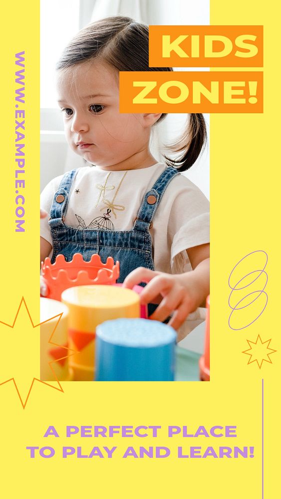 Kids zone  Instagram story template, editable text