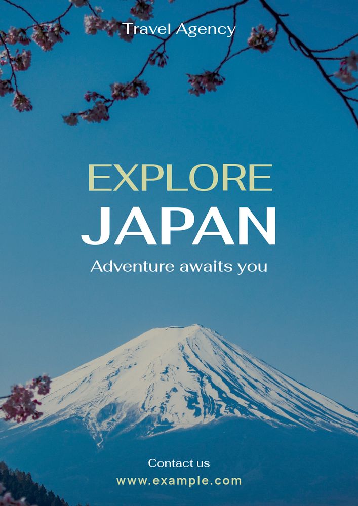 Explore Japan  poster template, editable text and design