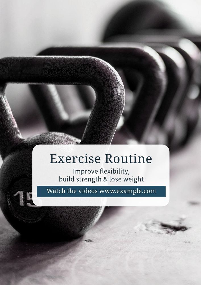 Exercise routine  poster template, editable text and design