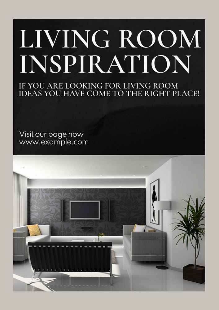 Living room inspiration  poster template, editable text and design