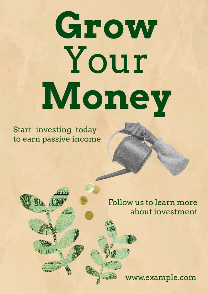 Grow your money  poster template, editable text and design