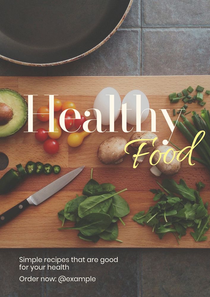 Healthy food  poster template, editable text and design