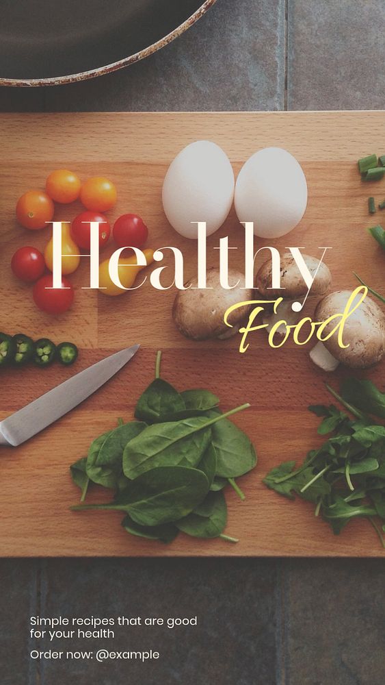 Healthy food  Instagram story template, editable text