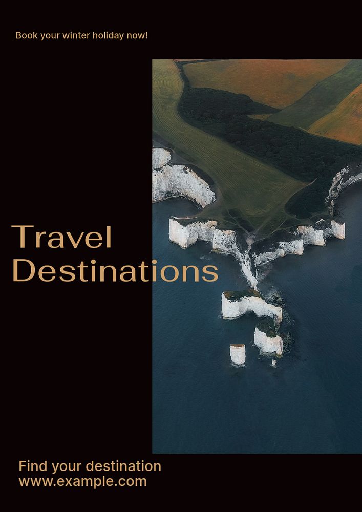 Travel destinations  poster template, editable text and design