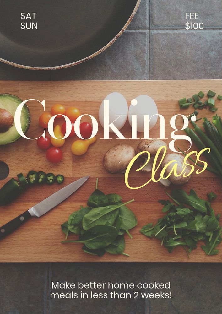 Cooking class  poster template, editable text and design