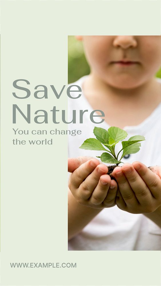 Save nature  Instagram story template, editable text