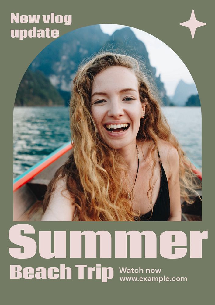 Summer beach trip  poster template, editable text and design