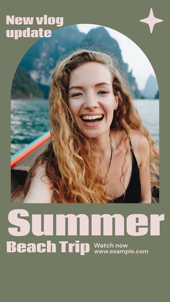 Summer beach trip  Instagram story template, editable text