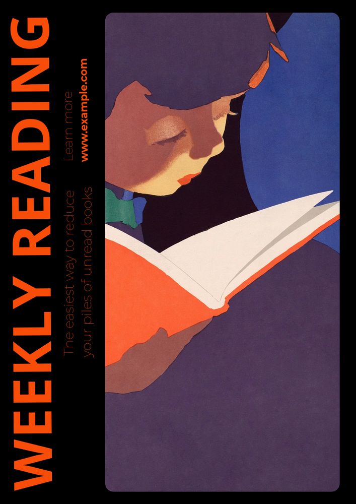 Weekly reading  poster template, editable text and design