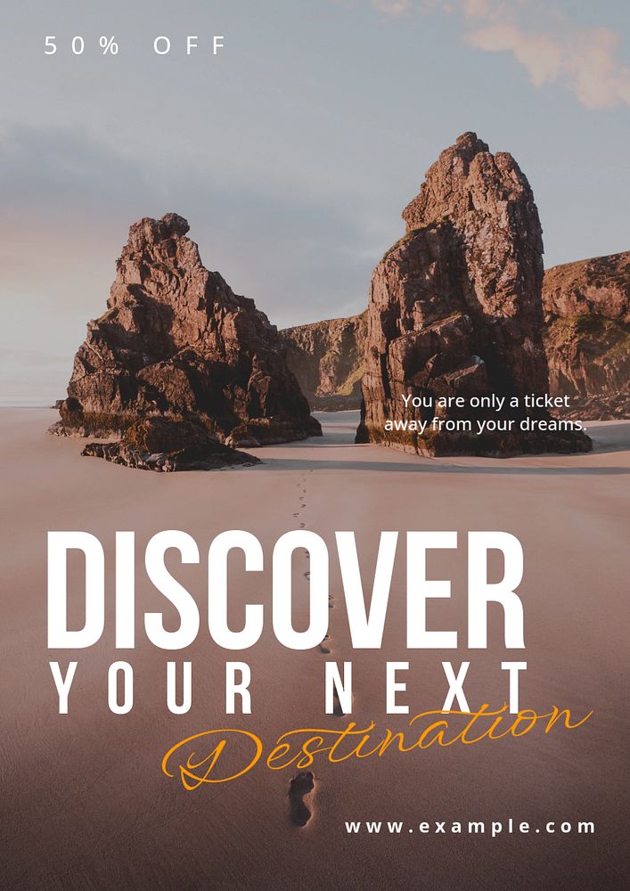 Discover and travel  poster template, editable text and design