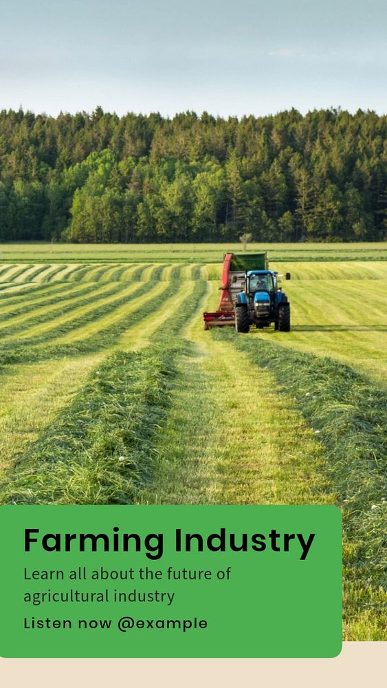 Farming industry  Instagram story template, editable text