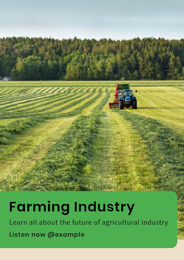 Farming industry  poster template, editable text and design