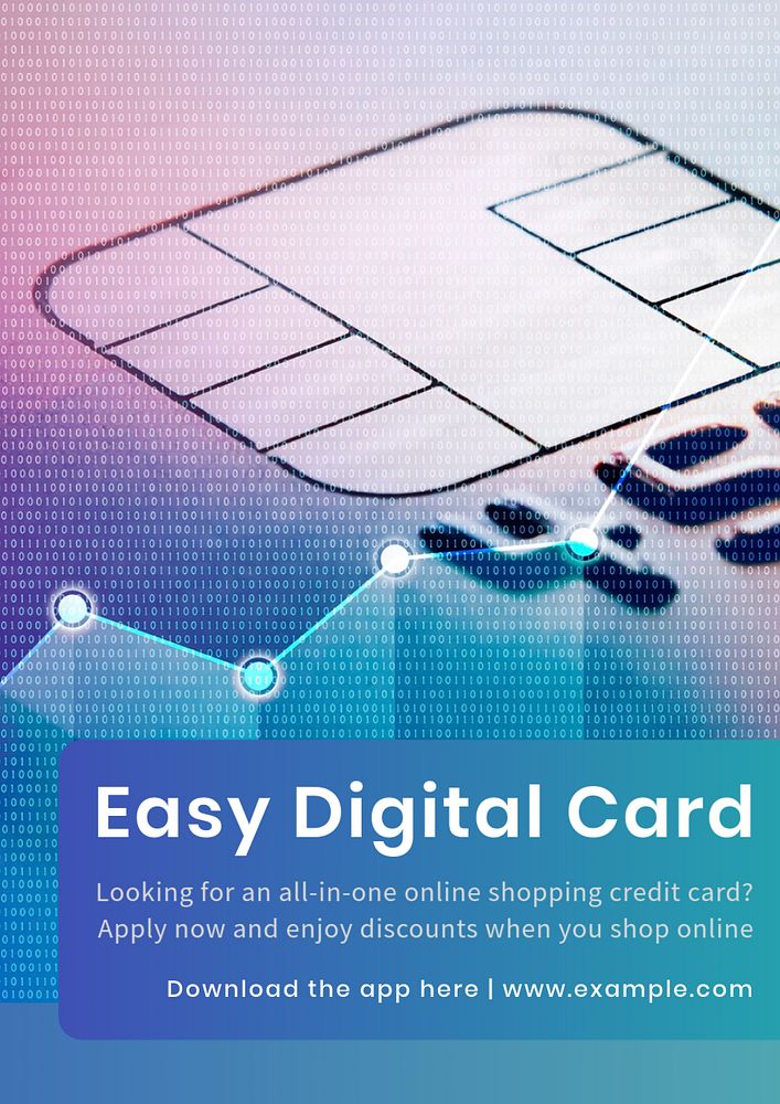 Digital credit card  poster template, editable text and design