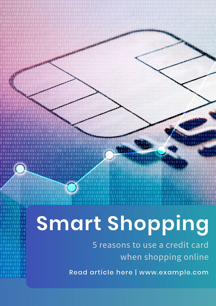 Smart shopping  poster template, editable text and design