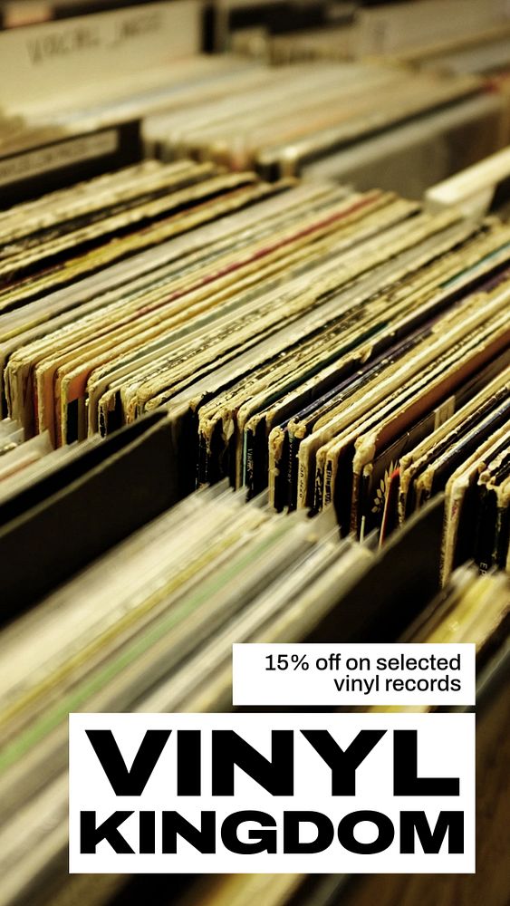 Vinyl record sale  Instagram story template, editable text