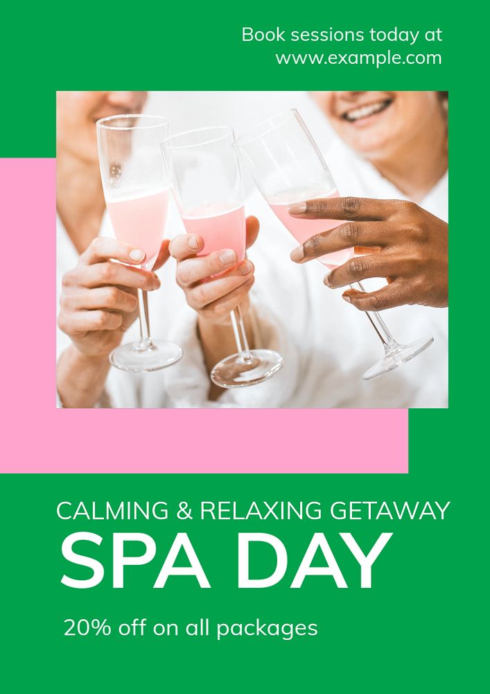 Spa day  poster template, editable text and design