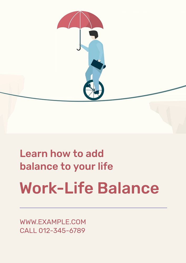 Work life balance  poster template, editable text and design