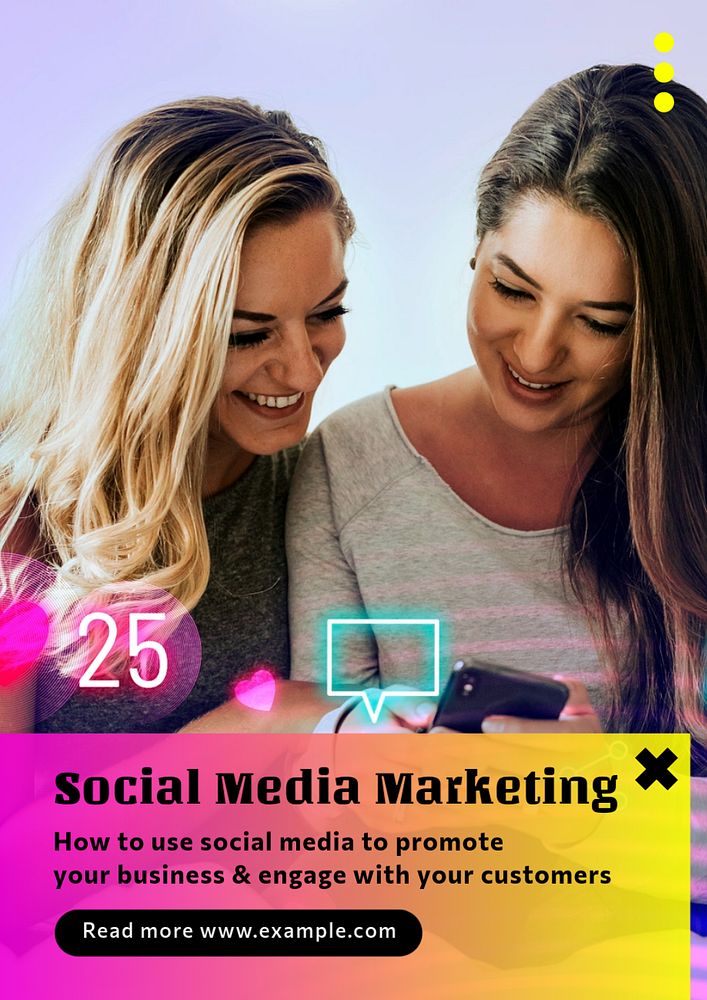 Social media marketing  poster template, editable text and design