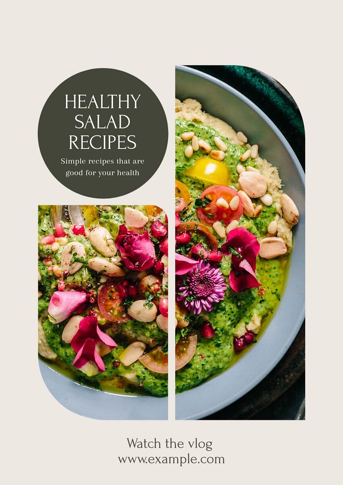 Healthy salad recipes  poster template, editable text and design