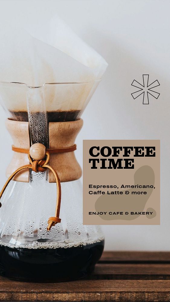 Coffee time  Instagram story template, editable text