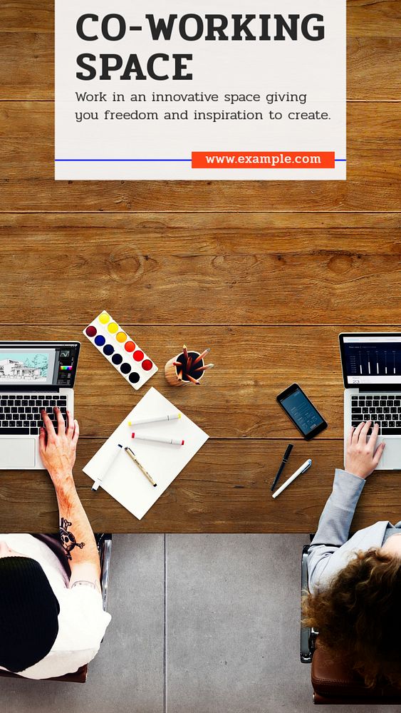 Co-working space  Instagram story template, editable text