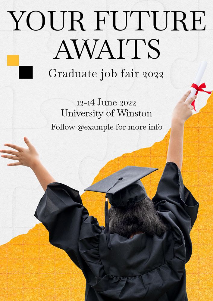 Graduate job fair  poster template, editable text and design