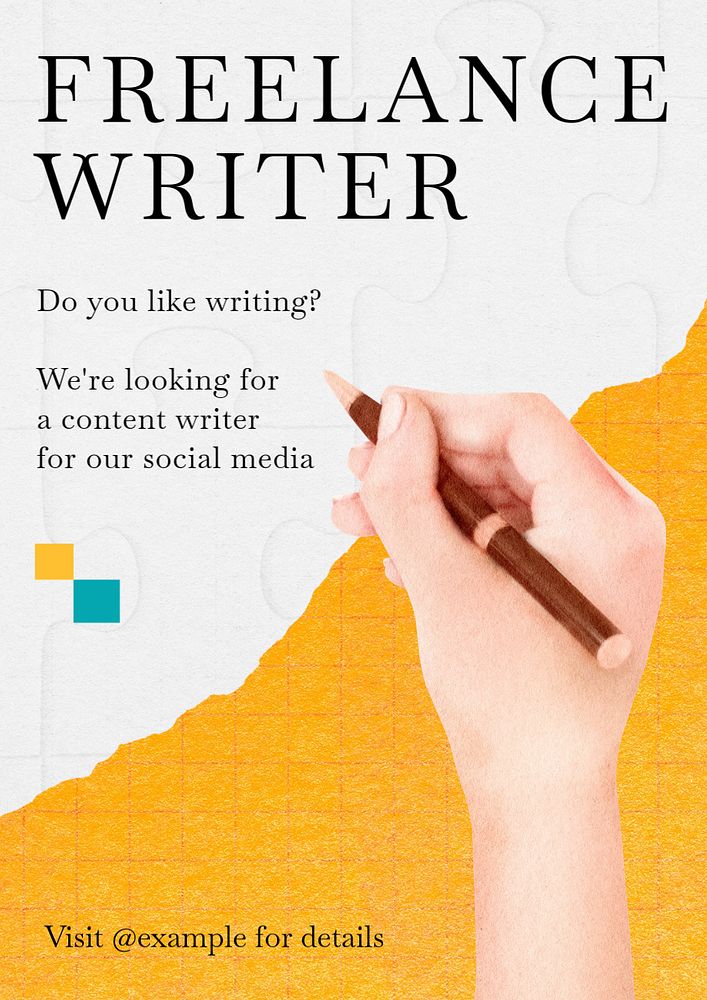 Freelance writer  poster template, editable text and design