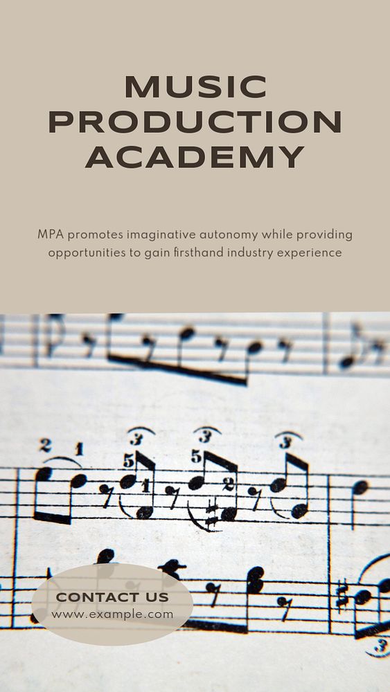 Music academy  Instagram story template, editable text