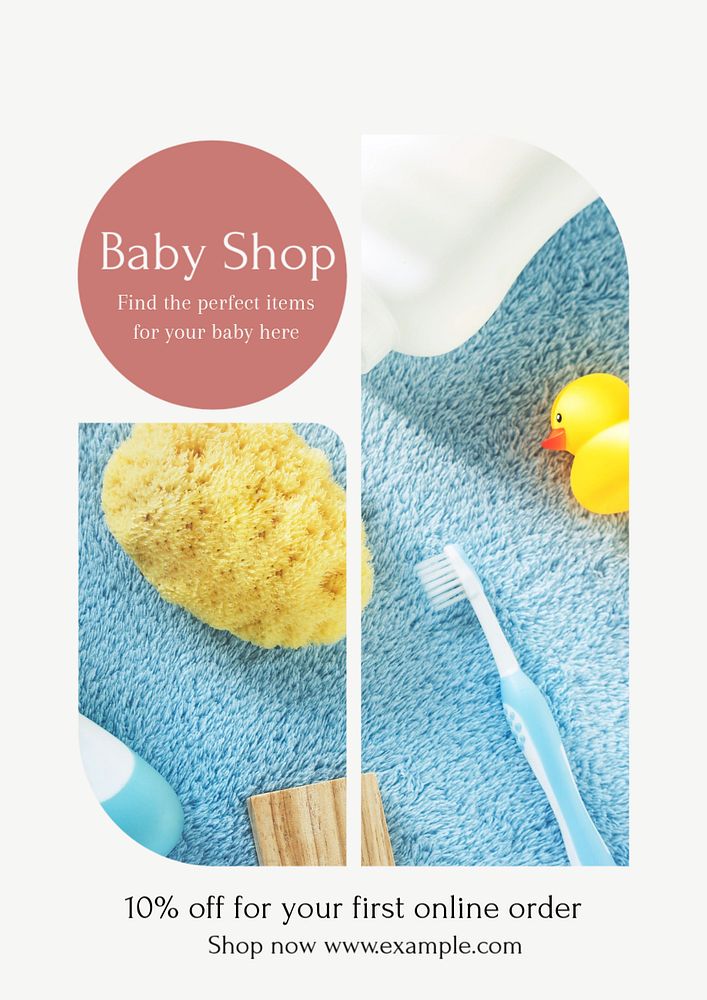 Baby shop  poster template, editable text and design