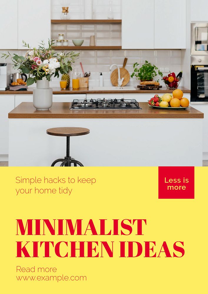 Kitchen interior  poster template, editable text and design